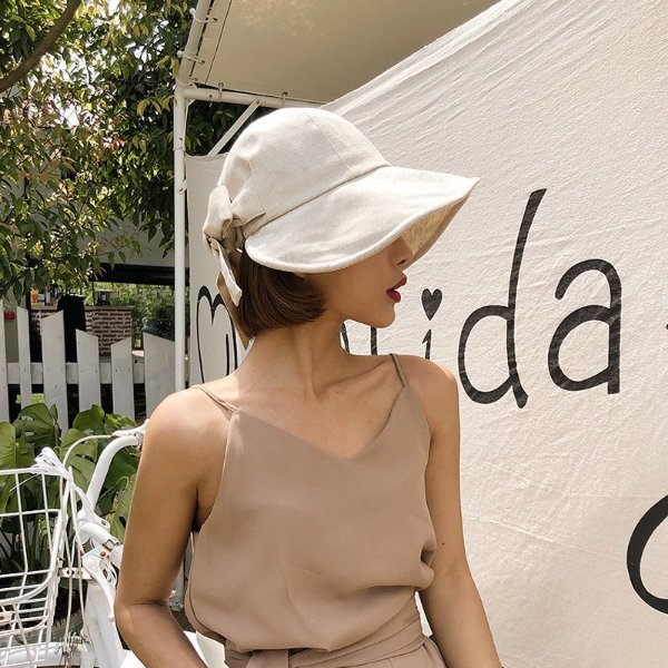 4.53US $ 35% OFF|Woman Cotton Summer Hemp Bucket Hat Sunscreen Cap Beach Outdoor Panama Bowknot Foldable Sun Hat Breathable Headwear| | - AliExpress