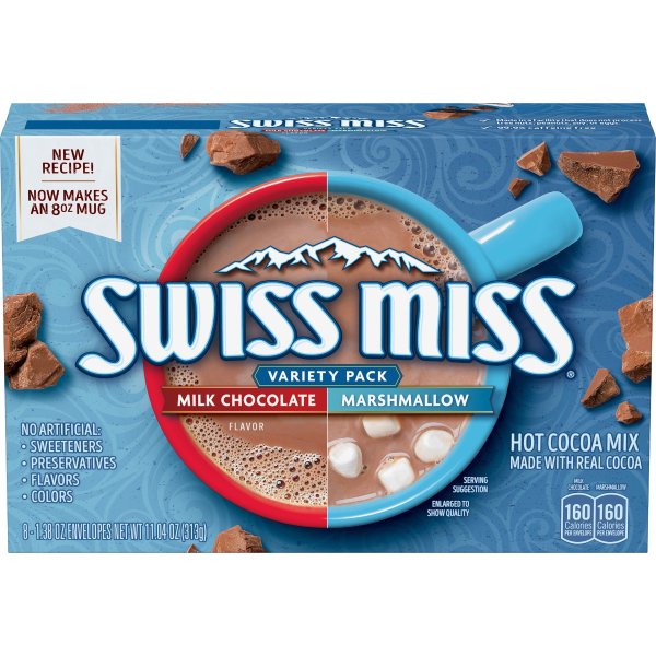 (4 pack) Swiss Miss Hot Cocoa Mix Variety Milk Chocolate and Marshmallow, 8ct