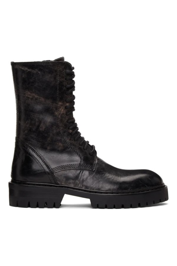 SSENSE Exclusive Black Distressed Tuscon Lace-Up Boots