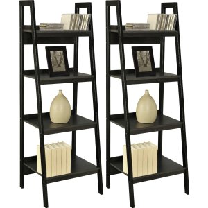 Altra Furniture Metal Frame Bundle Bookcase Ladder, Black, Set of 2
