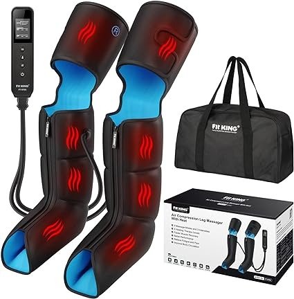 FIT KING Leg Massager with Heat for Circulation Upgraded Full Leg and Foot Compression Boots Massager for Foot Calf and Thigh Massage