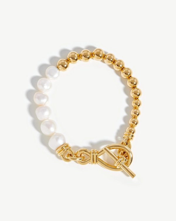 Baroque Pearl Beaded T-Bar Bracelet