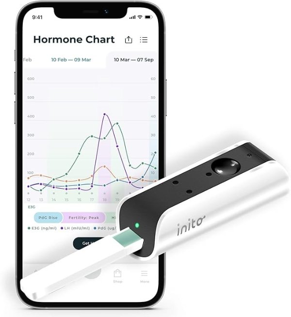 Inito Fertility Monitor & Hormone Tracker for Women | Estrogen, LH, PdG (Urine Metabolite of progesterone), FSH | Predict & Confirm Ovulation | Includes 15 Test Strips (iPhone Xs Max / 11 Pro Max)
