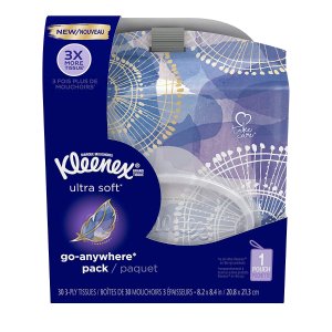 Kleenex Ultra Soft Go Anywhere Pack Facial Tissues, 30 Tissues per Pack @ Amazon