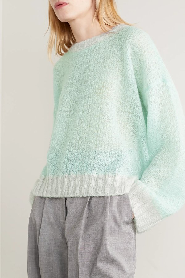 Tubico oversized two-tone open-knit mohair-blend sweater