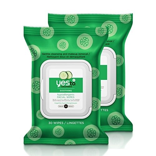 Cucumbers Soothing Hypoallergenic Facial Wipes for Sensitive Skin, 30 Count (Pack of 2)