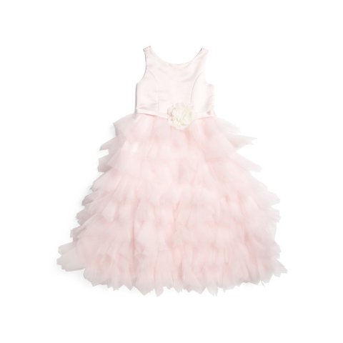 Toddler Girls Satin And Tulle Ballerina Flower Girl Dress