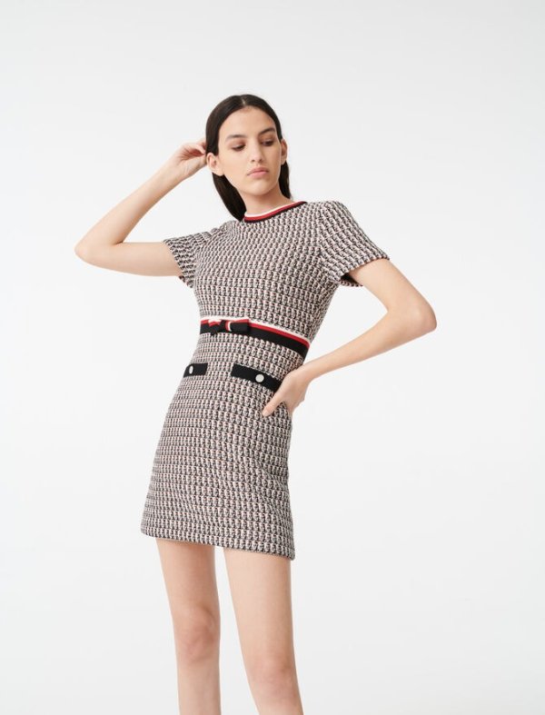 220RIVI Lurex tweed-style dress with bands