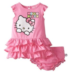 Hello Kitty 女宝粉色纯棉衣裤两件套 