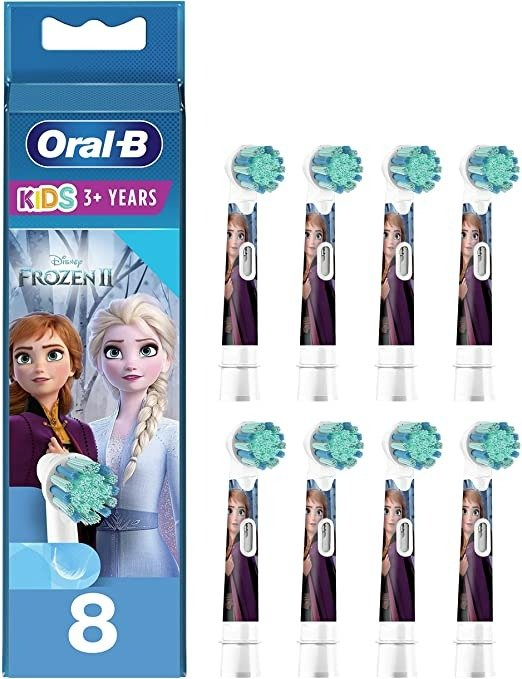 Oral-B 欧乐B 儿童电动牙刷刷头，8 件，适合 3 岁以上儿童，超柔软刷毛，冷冻，适合邮箱的包装