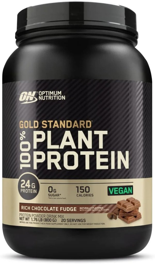 Gold Standard 100% Plant Based Protein Powder, Gluten Free, Vegan Protein for Muscle Support and Recovery, Amino Acids, BCAA - Rich Chocolate Fudge, 20 Servings