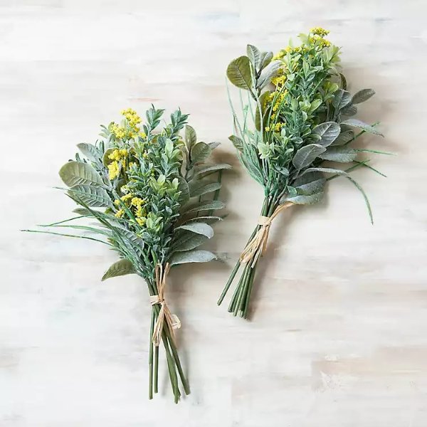Yellow Lamb's Ear Grass Bouquets, Set of 2