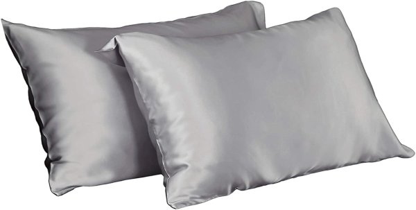 2pc Silk Pillowcase Set Standard Luxury Both Sides Real 19 Momme Mulberry Charmeuse Silvergray Standard
