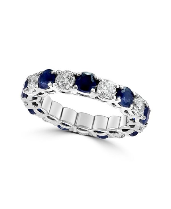 EFFY® Sapphire(2-9/10 ct. t.w) & Diamond (2-1/5 ct. t.w.) Eternity Band in 14k White Gold(Also Available In Certified Ruby, Emerald, and Pink Sapphire)