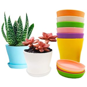 OJYUDD 8 Pack 4 Inch Plastic Plant Pot,Colorful Flower Pots
