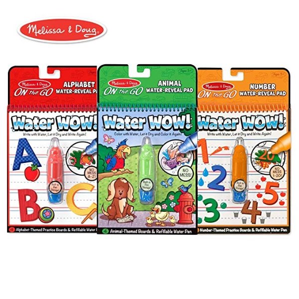 Water Wow! Reusable Color with Water On the Go Activity Pad 3-Pack, Animals, Alphabet, Numbers