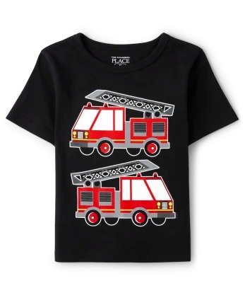 小童消防车印花T恤
