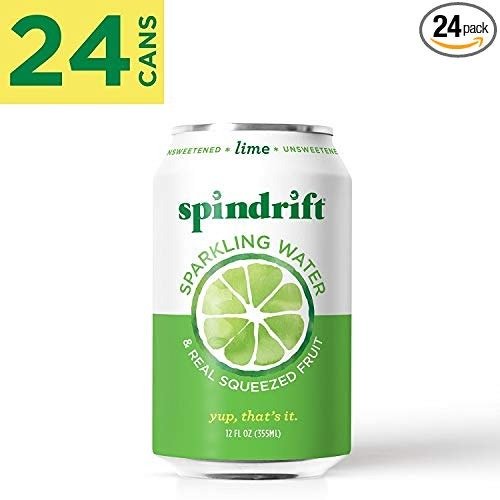 Sparkling Water, Lime Flavored, Made with Real Squeezed Fruit, 12 Fl Oz, Pack of 24 (Only 4 Calories per Seltzer Water Can)
