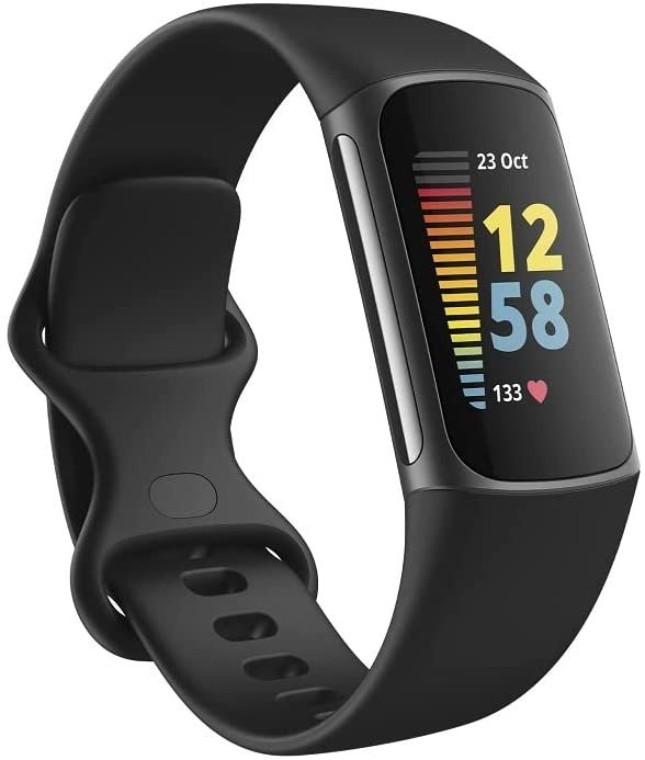 Charge 5 Advanced Fitness & Health Tracker with Built-in GPS, Stress Management Tools, Sleep Tracking, 24/7 Heart Rate and More, Black/Graphite, One Size (S &L Bands Included)