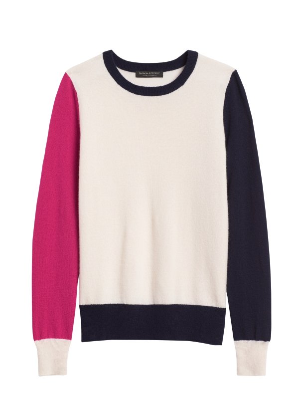 Cashmere Color-Blocked Sweater