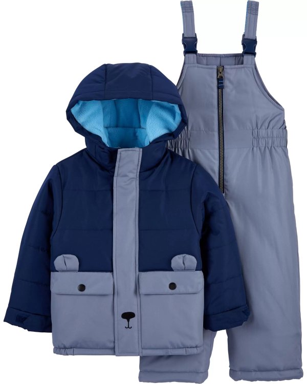 2-Piece Polar Bear Ski Jacket & Snow Bib Set