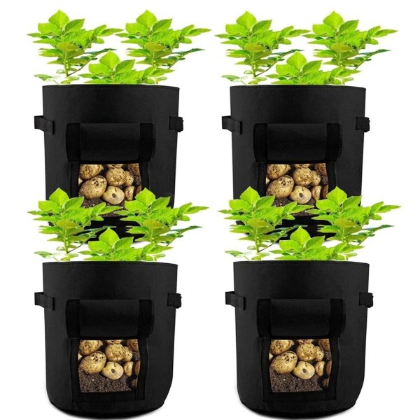 HAHOME 4 Pack 7 Gallon Potato Grow Bag, Garden Planting Bags