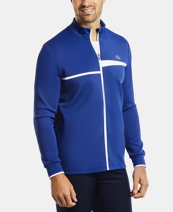 Men's SPORT Long Sleeve Full-Zip Tennis Sweatshirt with Asymmetrical Stripes