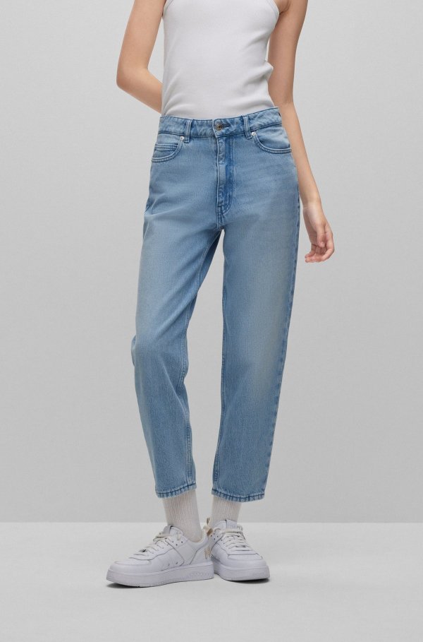 Relaxed-fit mom jeans in blue organic-cotton denim