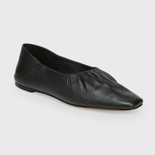 Kali Ruched Leather Ballerina Flats