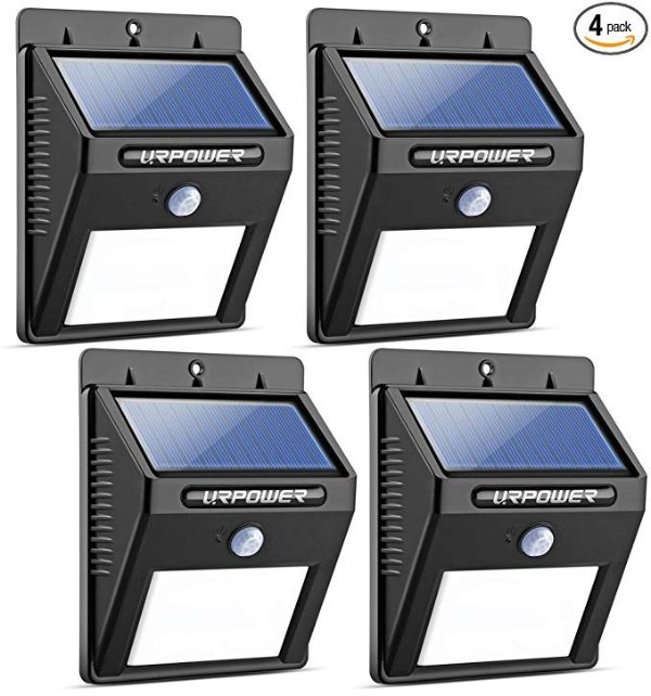 Solar Lights Wireless Waterproof Motion Sensor Outdoor Light for Patio, Deck, Yard, Garden with Motion Activated Auto On/Off (4-Pack)