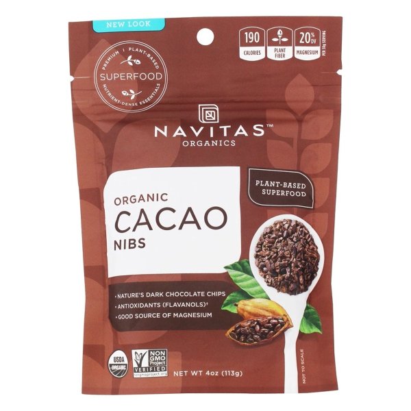 Navitas Naturals Cacao Nibs, Organic, Raw, 4 Oz, 4 Oz, Pack Of 12
