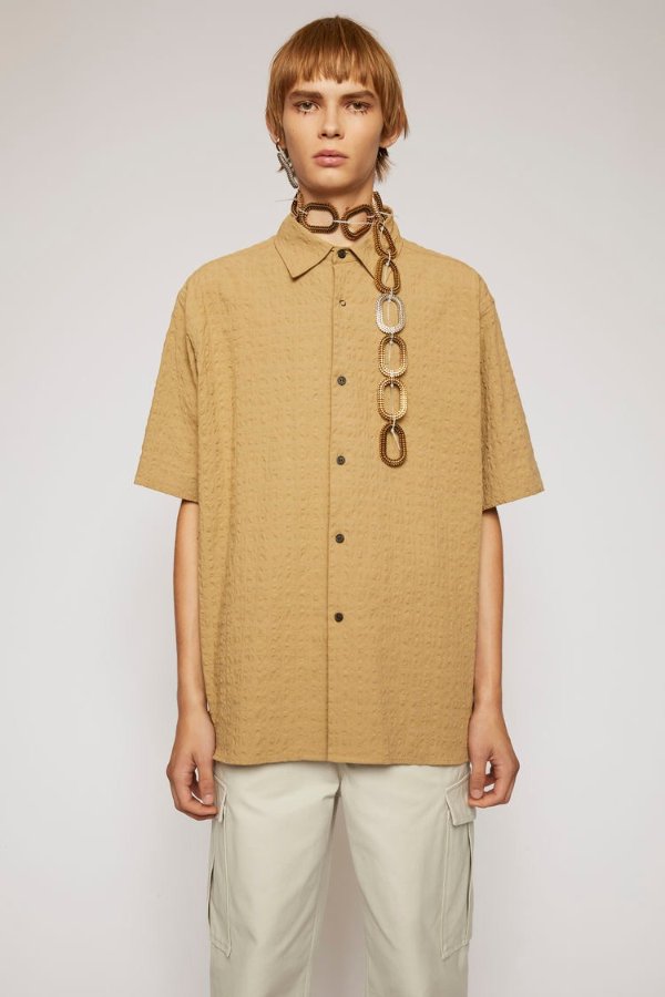Seersucker shirt Mushroom beige