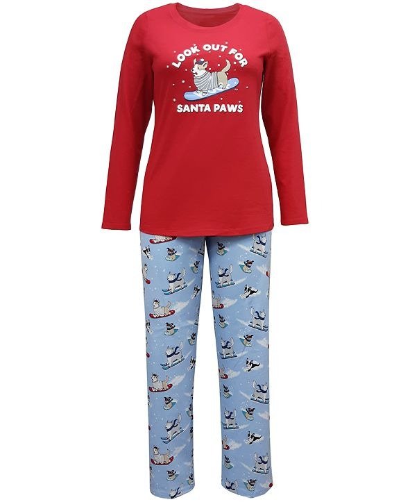 Matching Women's Santa Paws Family Pajama Set, Created for Macy's