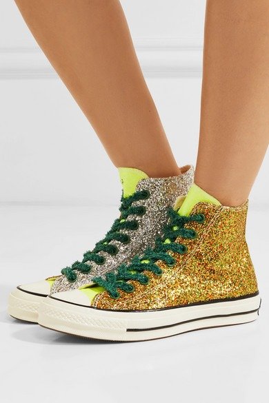 + JW Anderson All Star 70 glittered canvas high-top sneakers
