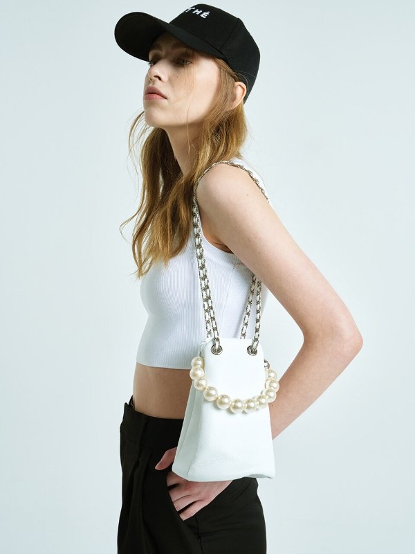 PEARL OCTOPUS LEATHER BAG - OFFWHITE MINI