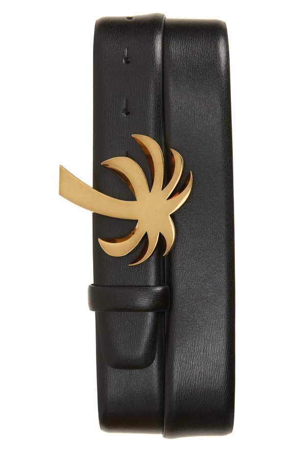 Palm Buckle Leather Belt