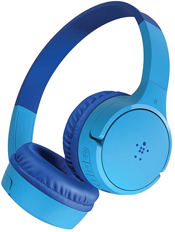 SoundForm Kids Wireless Headphones with Built in Microphone, On Ear Headsets Girls and Boys for Online Learning, School, Travel Compatible with iPhones, iPads, Galaxy and More - Blue