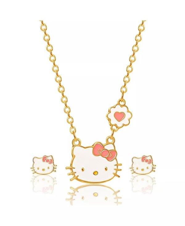 Hello Kitty项链+耳钉