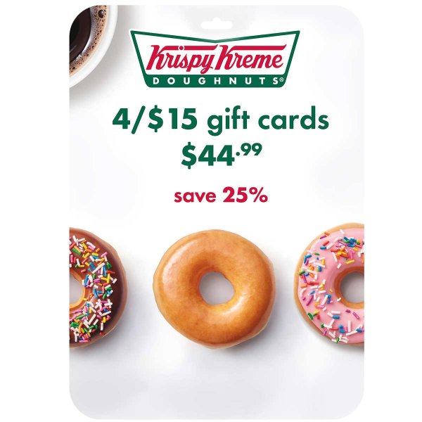 Krispy Kreme $15 礼卡4张