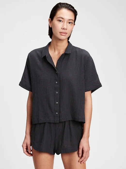 Dreamwell Crinkle Button-Front Shirt