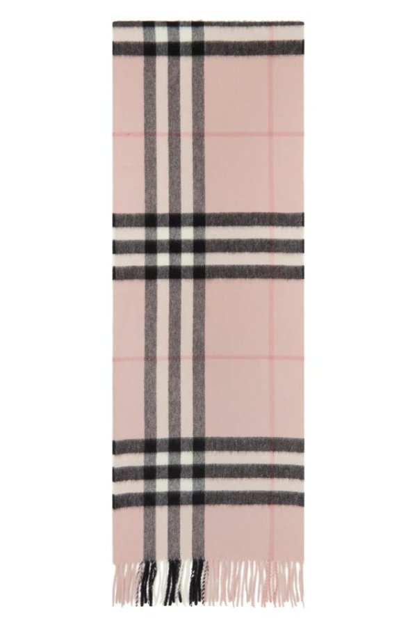 Pink Cashmere Check Giant Scarf