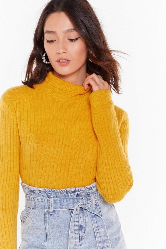 Knit Was Worth Knit Ribbed High Neck Sweater | Nasty Gal