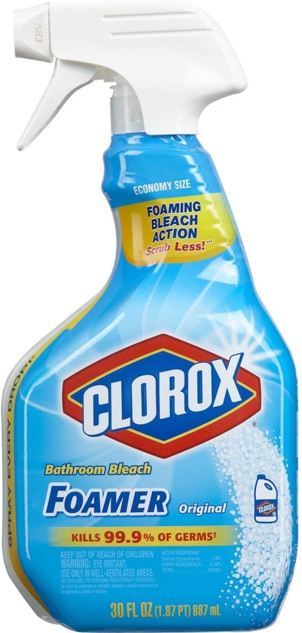 Clorox Bathroom Foamer with Bleach, Spray Bottle, 30 Ounces