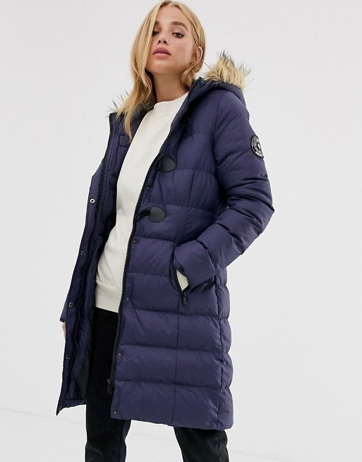 wizard long padded coat with faux fur hood | ASOS