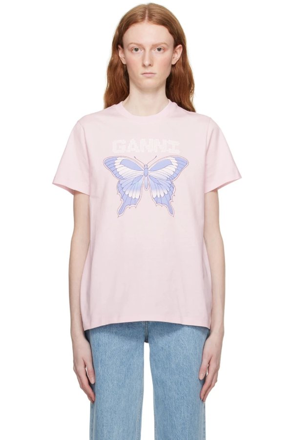 粉色 Butterfly T 恤