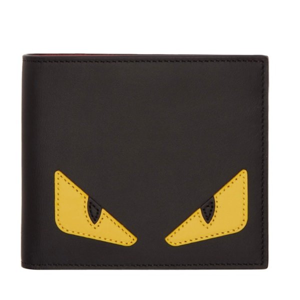 Fendi black and yellow bag bugs wallet