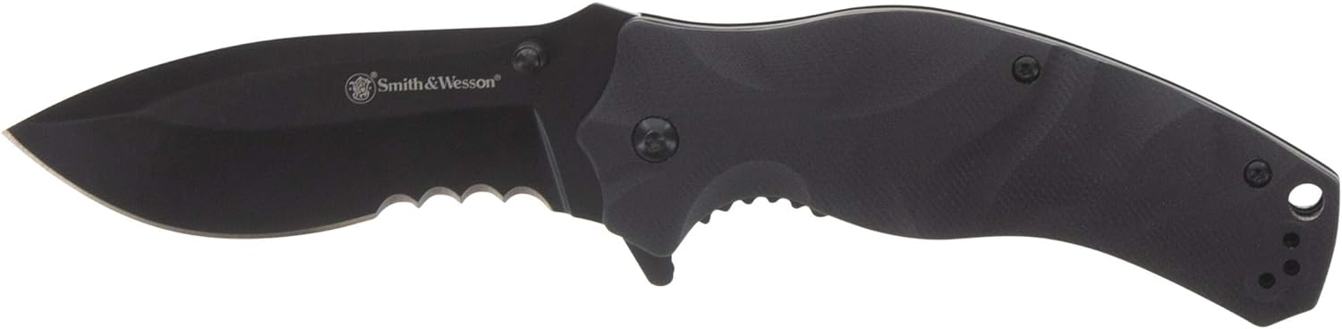 Amazon.com : Smith &amp; Wesson unisex adult Clam Folding Knife, Black, One Size US : Sports &amp; Outdoors