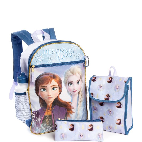 Girls Frozen 5 Piece Backpack Set
