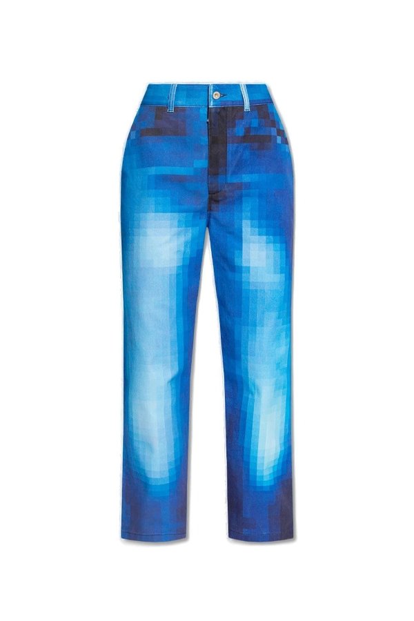 Pixels Motif Straight-Leg Jeans
