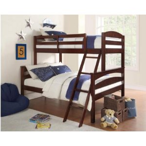 Dorel Living Brady Twin over Full Solid Wood Kid's Bunk Bed with Ladder, Espresso